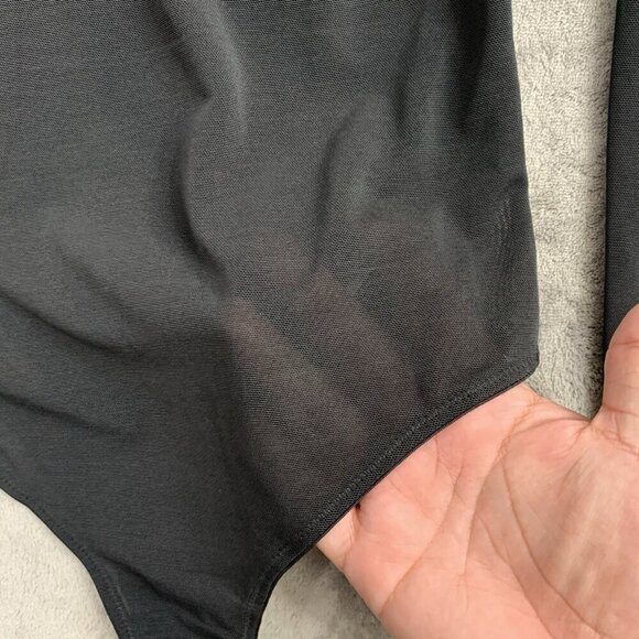 Yitty Bodysuit Womens Medium Mesh Me Smoothing Sleeved Thong Suit Black Top - Picture 5 of 12